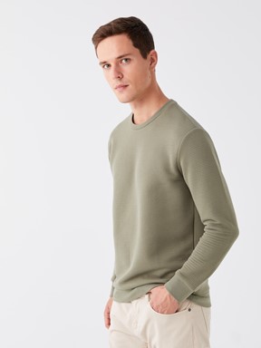 Bisiklet Yaka Uzun Kollu Erkek Sweatshirt HAKI