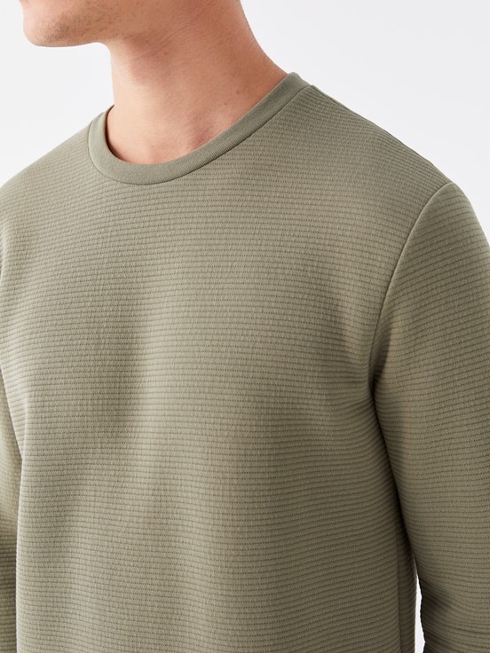 Bisiklet Yaka Uzun Kollu Erkek Sweatshirt HAKI