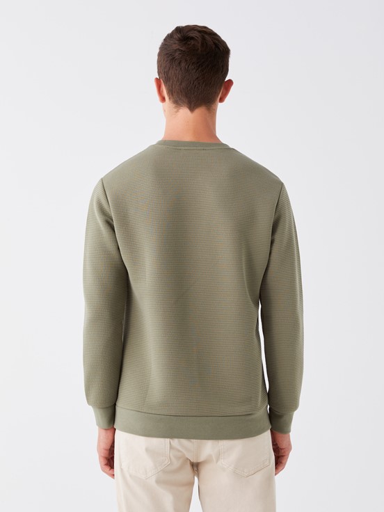 Bisiklet Yaka Uzun Kollu Erkek Sweatshirt HAKI