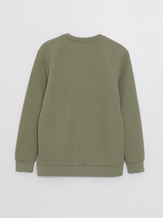 Bisiklet Yaka Uzun Kollu Erkek Sweatshirt HAKI