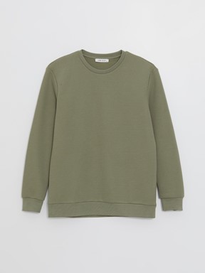 Bisiklet Yaka Uzun Kollu Erkek Sweatshirt HAKI