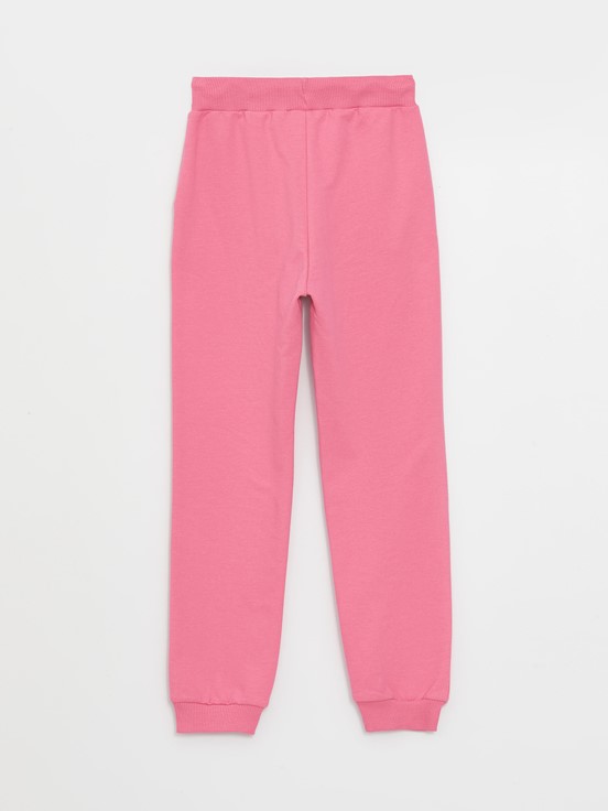 Dik Yaka Baskılı Uzun Kollu Kız Çocuk Sweatshirt ve Eşofman Altı PEMBE