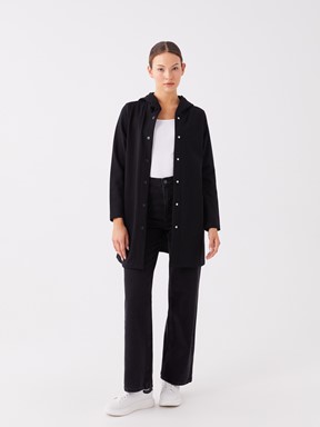 Kapüşonlu Düz Uzun Kollu Kadın Spor Hırka YENİ SİYAH