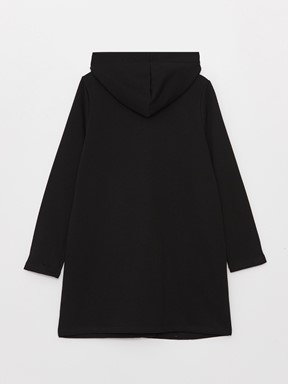 Kapüşonlu Düz Uzun Kollu Kadın Spor Hırka YENİ SİYAH