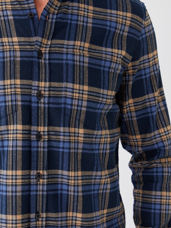 Regular Fit Uzun Kollu Ekose Erkek Gömlek BEJ EKOSELİ