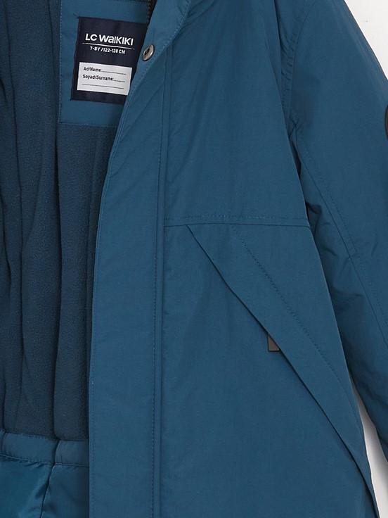 Kapüşonlu Erkek Çocuk Parka KOYU İNDİGO