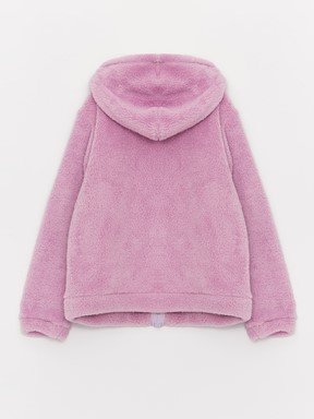 Kapüşonlu Basic Uzun Kollu Pelüş Kız Çocuk Fermuarlı Sweatshirt MAT LİLA