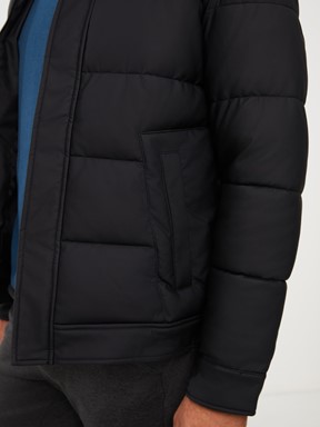 Standart Kalıp Dik Yaka Erkek Şişme Mont YENİ SİYAH