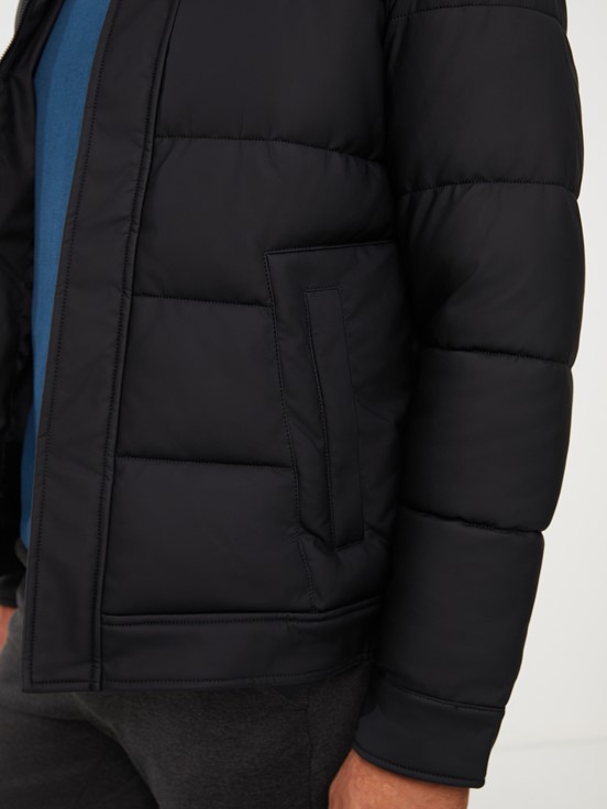 Standart Kalıp Dik Yaka Erkek Şişme Mont YENİ SİYAH