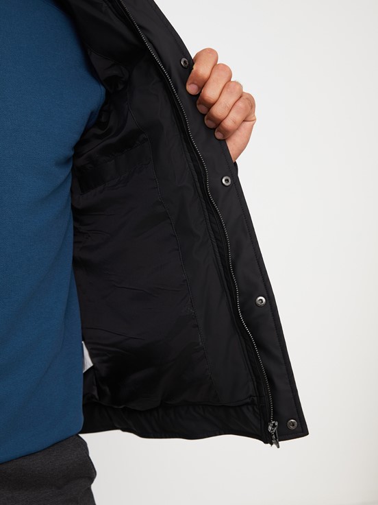 Standart Kalıp Dik Yaka Erkek Şişme Mont YENİ SİYAH