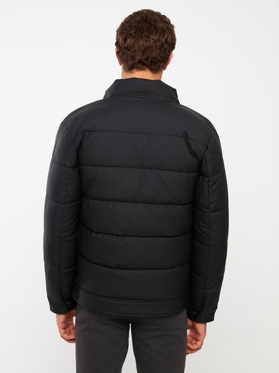 Standart Kalıp Dik Yaka Erkek Şişme Mont YENİ SİYAH