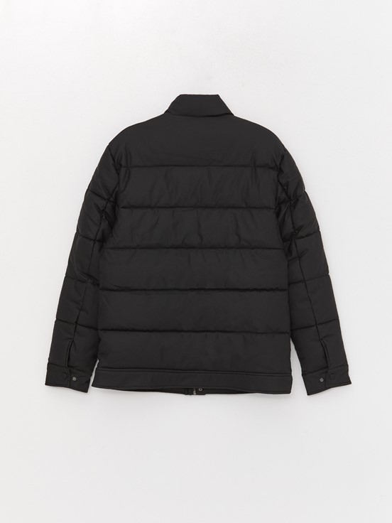 Standart Kalıp Dik Yaka Erkek Şişme Mont YENİ SİYAH