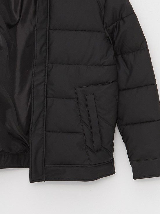 Standart Kalıp Dik Yaka Erkek Şişme Mont YENİ SİYAH