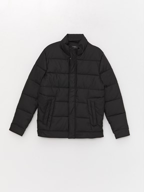 Standart Kalıp Dik Yaka Erkek Şişme Mont YENİ SİYAH