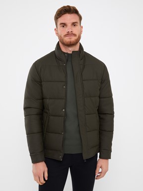 Standart Kalıp Dik Yaka Erkek Şişme Mont YENİ SİYAH