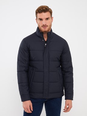 Standart Kalıp Dik Yaka Erkek Şişme Mont YENİ SİYAH