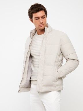 Standart Kalıp Dik Yaka Erkek Şişme Mont YENİ SİYAH