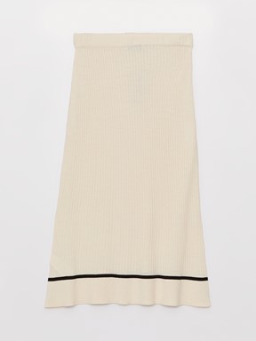 Kadın Beli Lastikli Düz Triko Etek EKRU