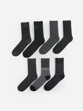 Desenli Erkek Soket Çorap 7'li KARIŞIK RENK İPLİĞİ BOYALI
