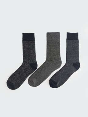 Desenli Erkek Soket Çorap 3'lü KARIŞIK RENK İPLİĞİ BOYALI