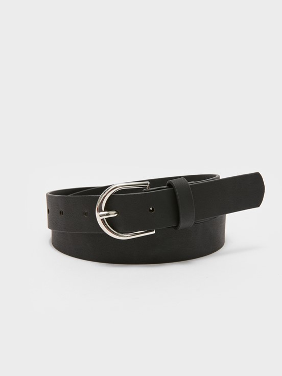 Deri Görünümlü Kadın Kemer 2'li SİYAH