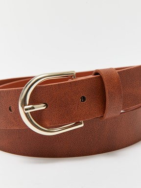 Deri Görünümlü Kadın Kemer 2'li SİYAH