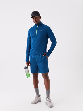 Slim Fit Erkek Spor Şort MAT MAVİ