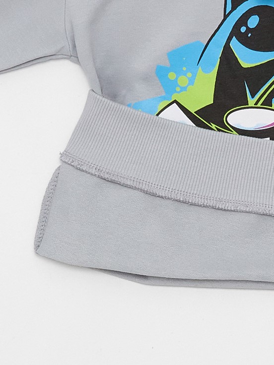 Kapüşonlu Star Wars Baskılı Uzun Kollu Erkek Çocuk Sweatshirt GRİ