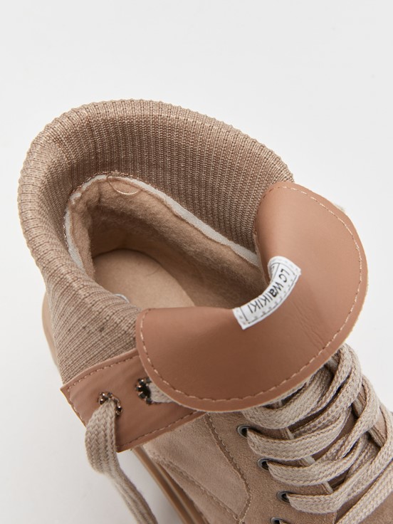 Deri Görünümlü Bağcıklı Kadın Bot BEJ