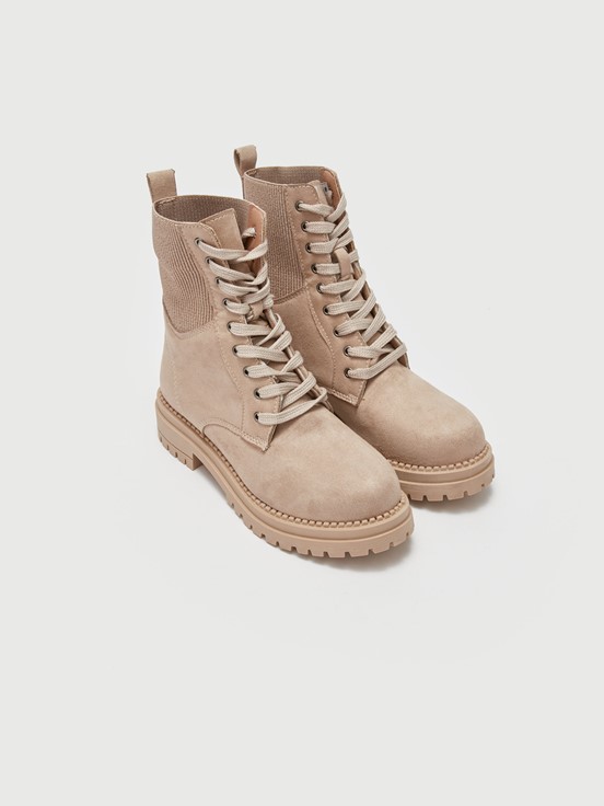 Deri Görünümlü Bağcıklı Kadın Bot BEJ