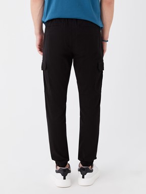 Slim Fit Gabardin Erkek Kargo Pantolon SİYAH