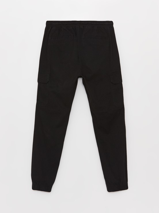 Slim Fit Gabardin Erkek Kargo Pantolon SİYAH