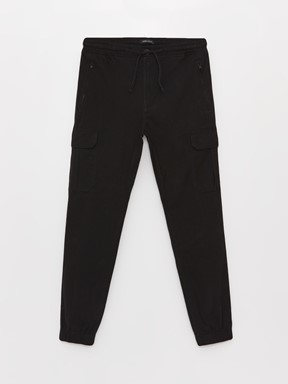 Slim Fit Gabardin Erkek Kargo Pantolon SİYAH
