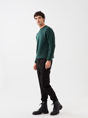 LCW CASUAL Standart Kalıp Gabardin Erkek Jogger Pantolon SİYAH