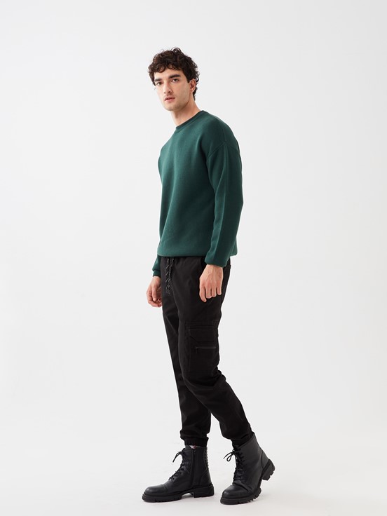 LCW CASUAL Standart Kalıp Gabardin Erkek Jogger Pantolon SİYAH