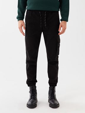 LCW CASUAL Standart Kalıp Gabardin Erkek Jogger Pantolon SİYAH