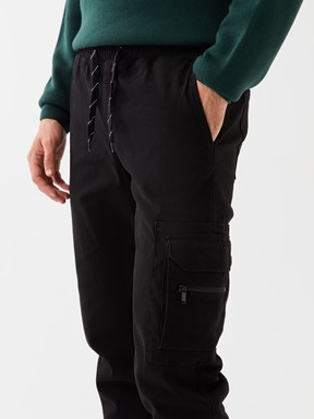 LCW CASUAL Standart Kalıp Gabardin Erkek Jogger Pantolon SİYAH