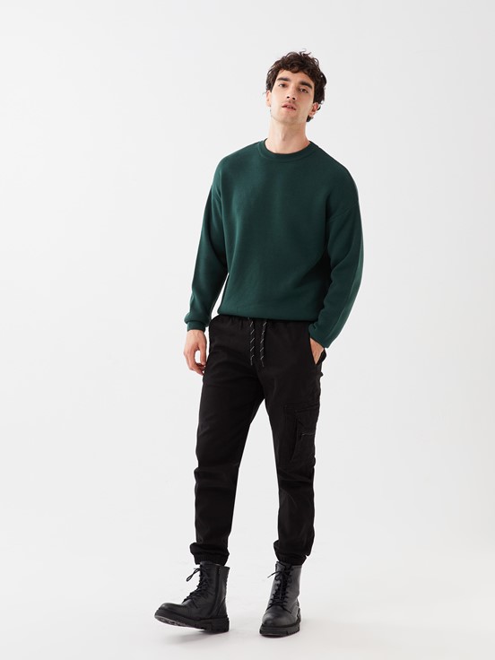 LCW CASUAL Standart Kalıp Gabardin Erkek Jogger Pantolon SİYAH