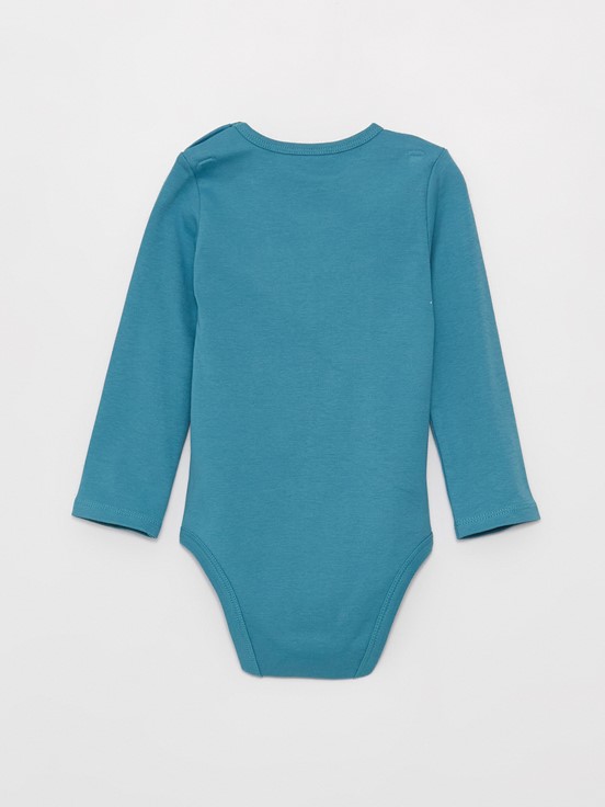 Bisiklet Yaka Uzun Kollu Baskılı Erkek Bebek Çıtçıtlı Body 2'li BEJ