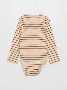 Bisiklet Yaka Uzun Kollu Baskılı Erkek Bebek Çıtçıtlı Body 2'li BEJ
