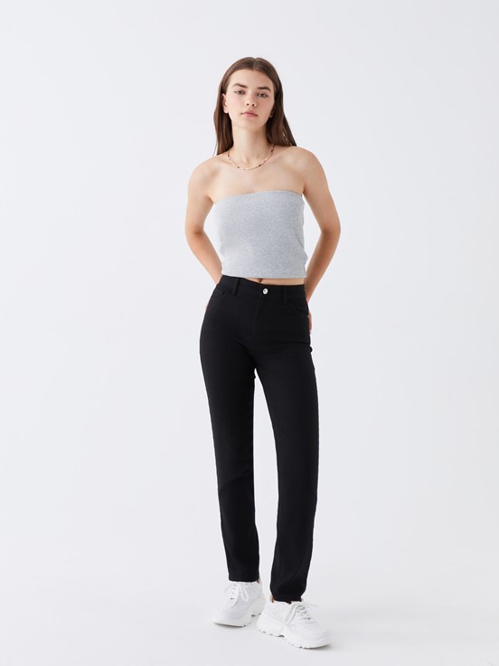 Yüksek Bel Slim Fit Kadın Jean Pantolon SİYAH RODEO