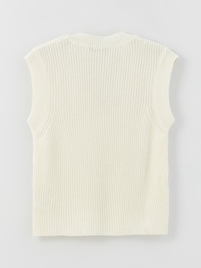 Kadın V Yaka Düz Triko Süveter EKRU