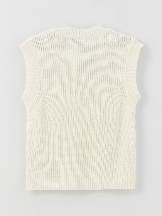 Kadın V Yaka Düz Triko Süveter EKRU