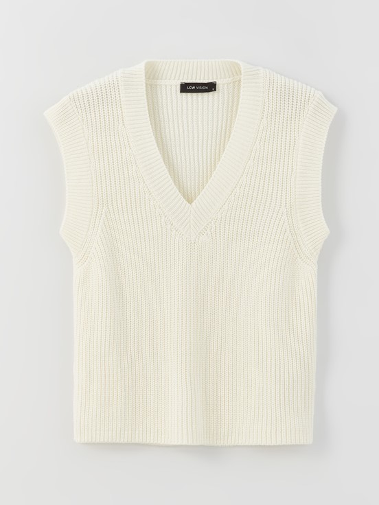 Kadın V Yaka Düz Triko Süveter EKRU