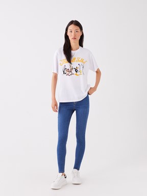 Normal Bel Süper Skinny Fit Kadın Jean Pantolon ORTA İNDİGO RODEO