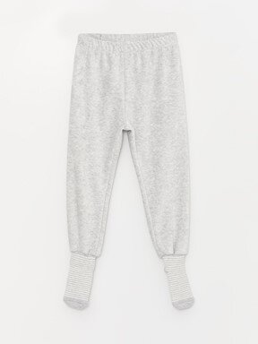 Beli Lastikli Kadife Kız Bebek Çoraplı Pijama Alt 2'li CANLI KIRMIZI