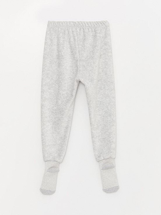 Beli Lastikli Kadife Kız Bebek Çoraplı Pijama Alt 2'li CANLI KIRMIZI