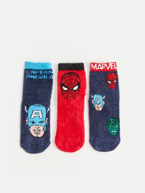 Spiderman Desenli Erkek Çocuk Soket Çorap 3'lü KARIŞIK RENK İPLİĞİ BOYALI