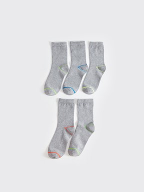 Renk Bloklu Erkek Çocuk Soket Çorap 5'li KARIŞIK RENK İPLİĞİ BOYALI