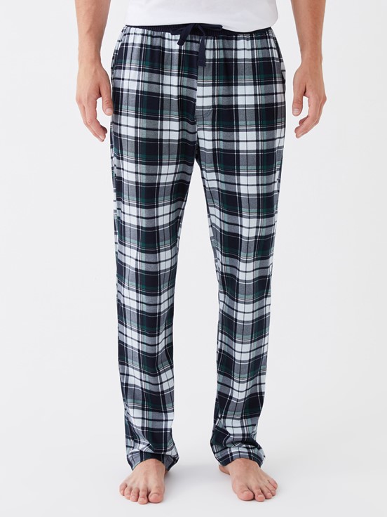 Standart Kalıp Ekose Erkek Pijama Alt LACİVERT BASKILI